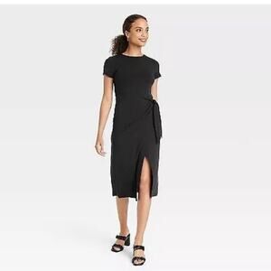 A New Day knit faux wrap midi dress nwt
